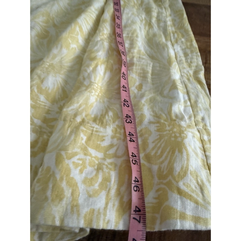 Banana Republic‎ Linen Sundress 8 Yellow Floral Cutout Back Midi Dress - Picture 11 of 13